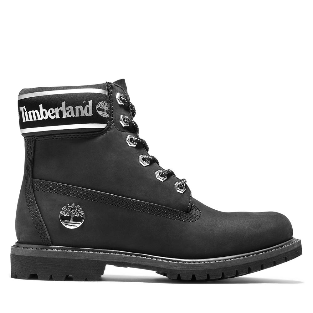 Bototos Timberland Mujer 6-Inch Premium Waterproof Negras/Blancas - Chile IBH-896072